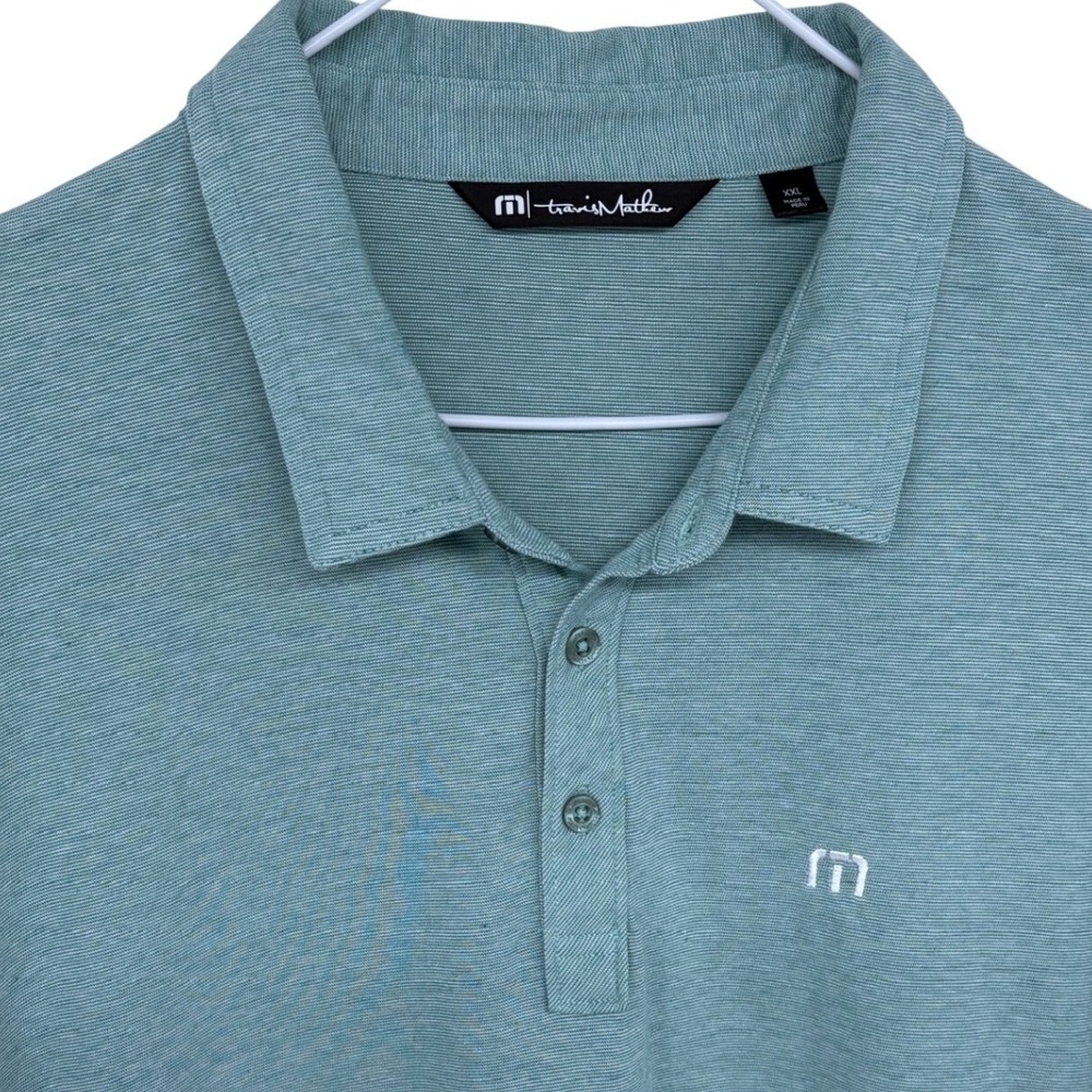 Travis Mathew Golf Polo Shirt XXL Mens 2XL‎ Light Green Golfing Rain Bird Pima